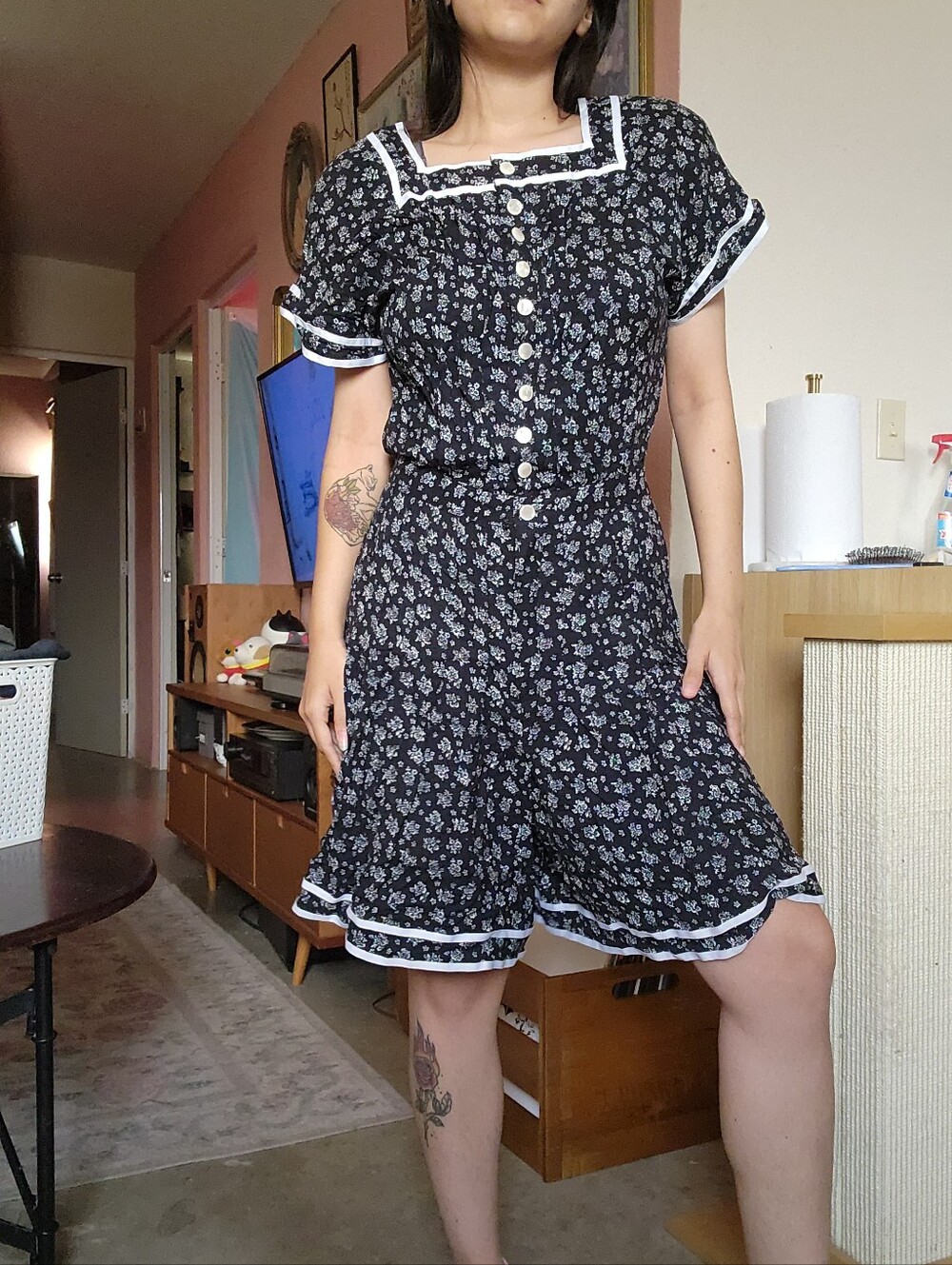 Vintage Rayon Floral Romper, Small